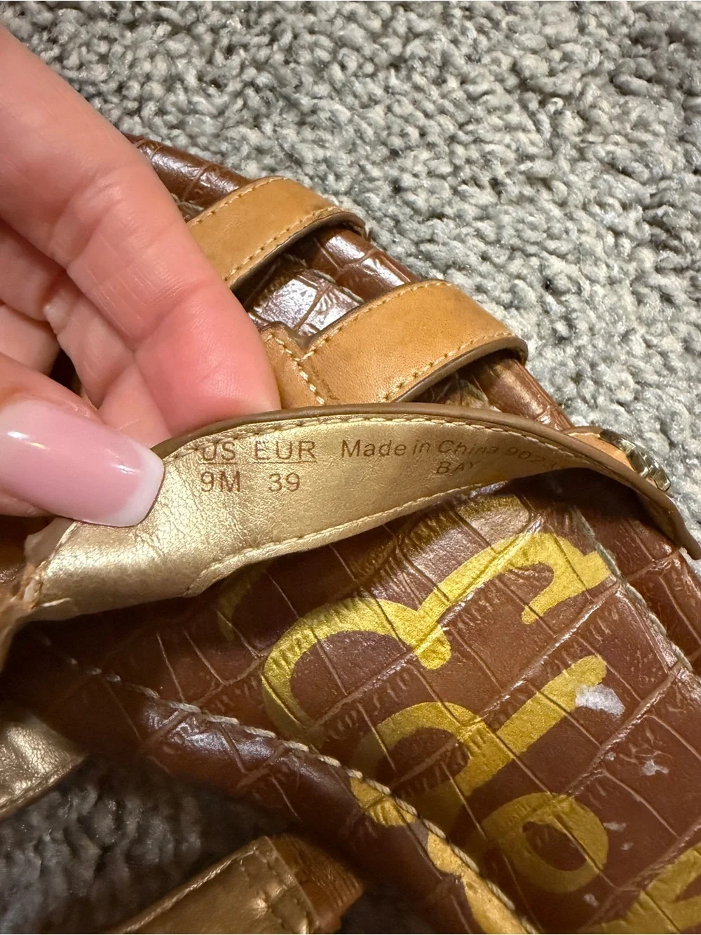 Sam Edelman Cognac Leather Slide Sandals - Picture 3 of 3